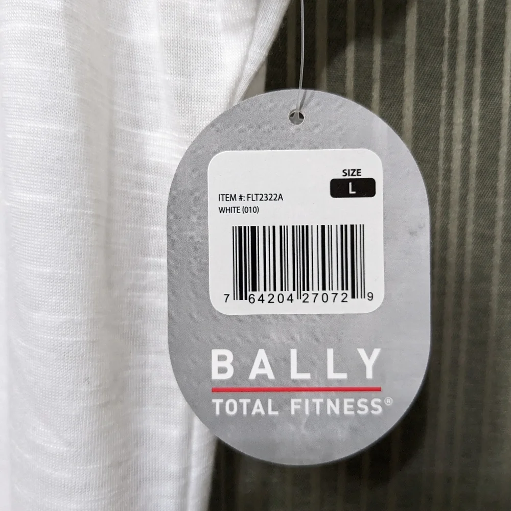 Womens L White Bally Active T Scoop neck, mesh trim, short sleeve - Picture 4 of 5